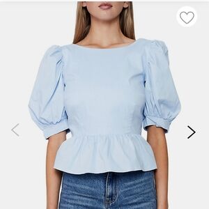 🆕️ Brand new Bardot Puff-Sleeve Poplin Peplum Top